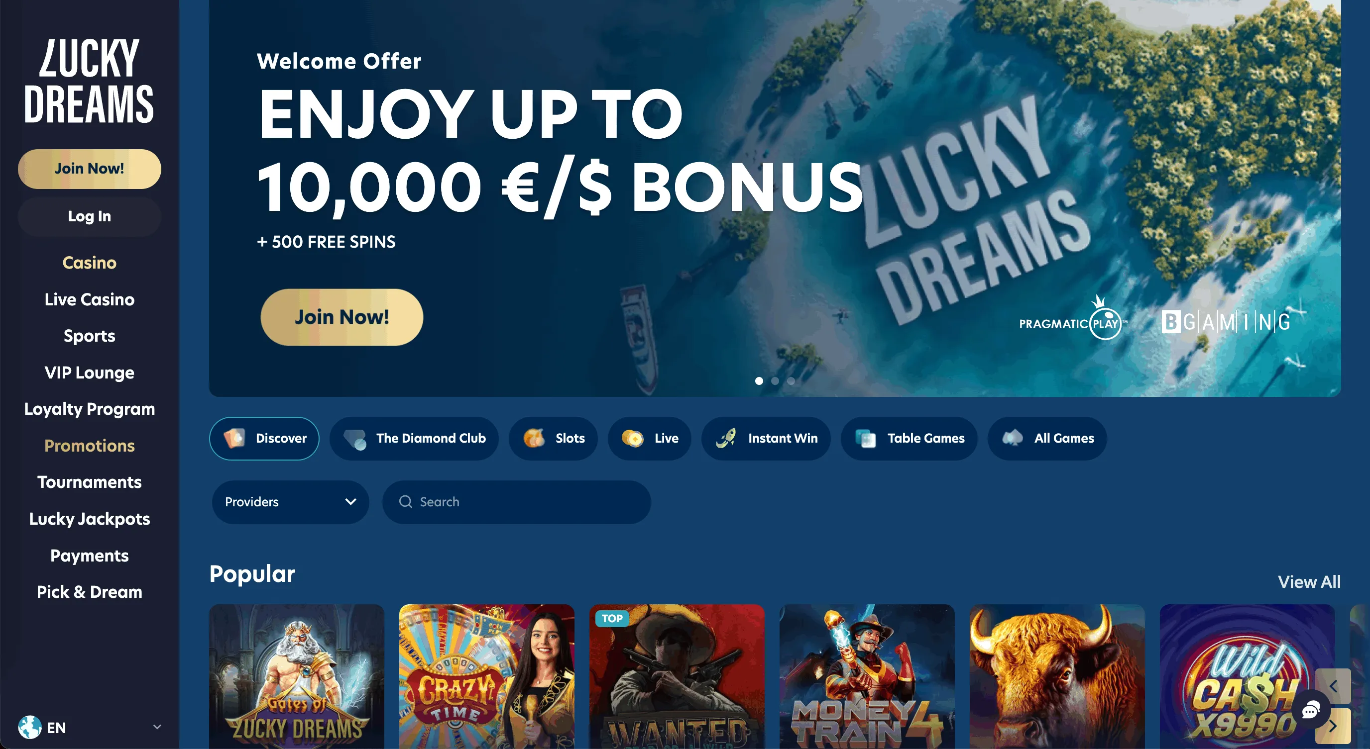 Lucky Dreams Casino Website Lucky Dreams Casino Homepage
